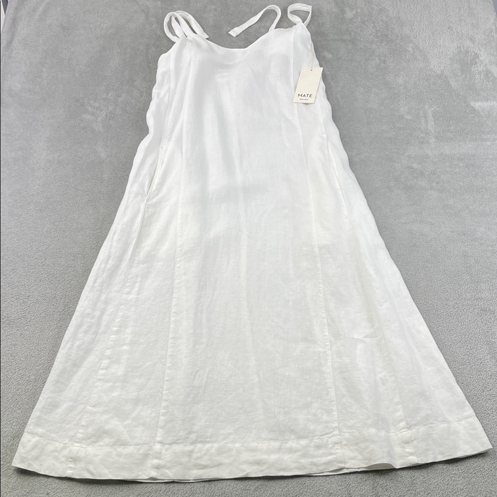 NEW MATE The Label‎ S White 100% Organic Linen Princess Maxi Dress